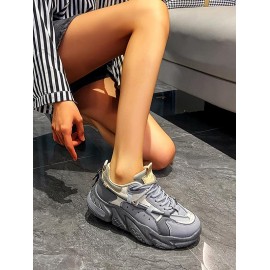Double Lace Up Front Chunky Sneakers