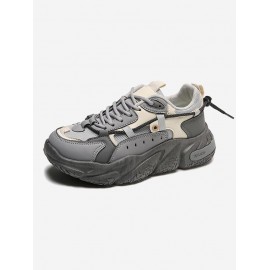 Double Lace Up Front Chunky Sneakers