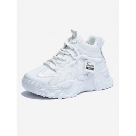 Chunky Heel Topstitching High Top Clunky Sneakers