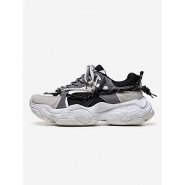Colorblock String Design Lace-up Front Clunky Sneakers